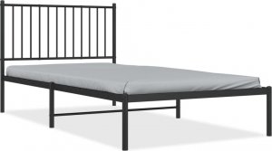 vidaXL Metalowa rama łóżka z wezgłowiem, czarna, 100x200 cm 2