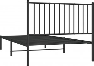 vidaXL Metalowa rama łóżka z wezgłowiem, czarna, 100x200 cm 7