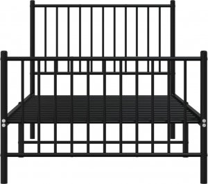 vidaXL Metalowa rama łóżka z wezgłowiem i zanóżkiem, czarna, 90x190 cm 5