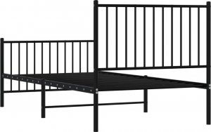 vidaXL Metalowa rama łóżka z wezgłowiem i zanóżkiem, czarna, 90x190 cm 7