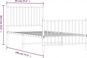 vidaXL Metalowa rama łóżka z wezgłowiem i zanóżkiem, czarna, 90x190 cm 9