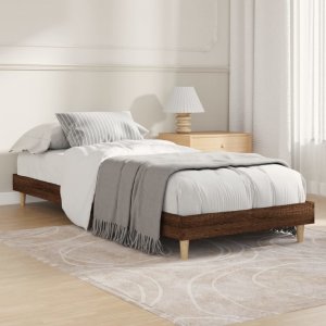 vidaXL Rama łóżka, brązowy dąb, 75x190 cm, materiał drewnopochodny 1