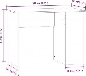 Biurko vidaXL Biurko, dąb sonoma, 100x55x75 cm, materiał drewnopochodny 8