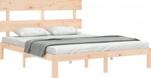 vidaXL Rama łóżka z wezgłowiem, King Size, lite drewno 4