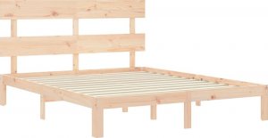 vidaXL Rama łóżka z wezgłowiem, King Size, lite drewno 5