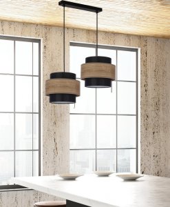 Lampa wisząca Candellux Twin lampa wisząca czarny 2x40w e27 abażur czarny+drewniany 1