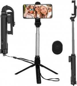 4kom.pl Uchwyt do telefonu Selfie Stick Bluetooth Statyw uchwyt na telefon z pilotem Bluetooth tripod Czarny 13