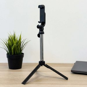4kom.pl Uchwyt do telefonu Selfie Stick Bluetooth Statyw uchwyt na telefon z pilotem Bluetooth tripod Czarny 9