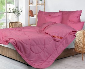 AIO Europe Kołdra całoroczna, mikrofibra różowa pikowana niciowo 160 x 200 cm 2