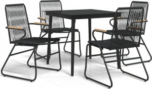 vidaXL 5-częściowy zestaw mebli ogrodowych, czarny, rattan PVC 2