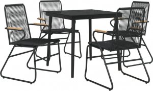 vidaXL 5-częściowy zestaw mebli ogrodowych, czarny, rattan PVC 3