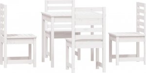 vidaXL 5-cz. zestaw mebli ogrodowych, biały, lite drewno sosnowe 5