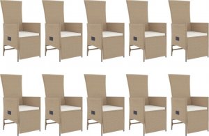 vidaXL 11-cz. zestaw mebli ogrodowych z poduszkami, beżowy, polirattan 4