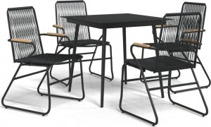 vidaXL 5-częściowy zestaw mebli ogrodowych, czarny, rattan PVC 2