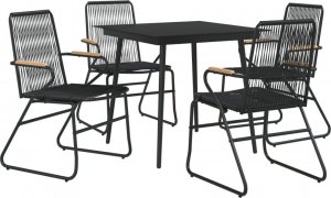 vidaXL 5-częściowy zestaw mebli ogrodowych, czarny, rattan PVC 3