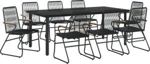 vidaXL 9-częściowy zestaw mebli ogrodowych, czarny, rattan PVC 3