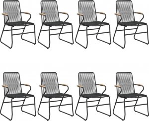 vidaXL 9-częściowy zestaw mebli ogrodowych, czarny, rattan PVC 4
