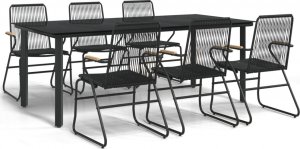 vidaXL 7-częściowy zestaw mebli ogrodowych, czarny, rattan PVC 2