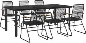 vidaXL 7-częściowy zestaw mebli ogrodowych, czarny, rattan PVC 3