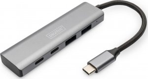 HUB USB Digitus DIGITUS USB-C-Hub  4-Port 2.1->2xA3.12xC2.1 int.Kabel silber 1