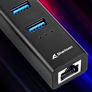 HUB USB Sharkoon Aluminium 1x RJ-45  + 3x USB-A 3.2 Gen1 (4044951037575) 2