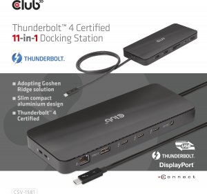 HUB USB Club 3D Club3D Thunderbolt4 11-in-1 HUB > 3xThunderbolt/3xUSB  St/Bu retail 8