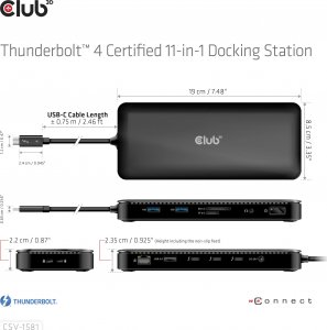 HUB USB Club 3D Club3D Thunderbolt4 11-in-1 HUB > 3xThunderbolt/3xUSB  St/Bu retail 10