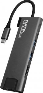 HUB USB CLIPTEC ADAPTER HUB - TYP C NA 2XUSB 3.1 + TYP C + HDMI + RJ45 - DOCKVIEW-6 RZH731 SZARY 1