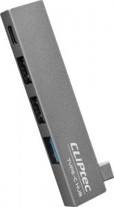 HUB USB CLIPTEC ADAPTER HUB - TYP C NA USB 3.1 + 2XUSB 2.0 + TYP C - CONQUER RZH623 SZARY 1