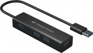 HUB USB Conceptronic CONCEPTRONIC USB-Hub 4-Port 3.0  ->4x3.0 +TypC A o.Netzt. sw 3