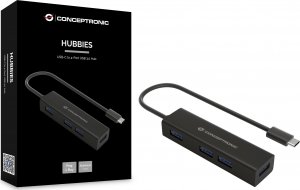 HUB USB Conceptronic CONCEPTRONIC USB-Hub 4-Port 3.1/C->4x3.0       o.Netzteil sw 2
