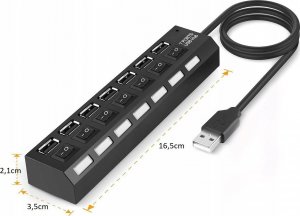 HUB USB Retoo HUB USB ROZDZIELACZ 7 PORTÓW ROZGAŁĘŹNIK USB 2.0 4