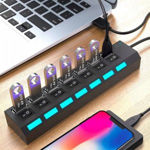 HUB USB Retoo HUB USB ROZDZIELACZ 7 PORTÓW ROZGAŁĘŹNIK USB 2.0 5