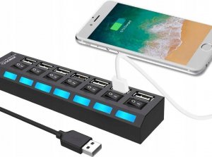 HUB USB Retoo HUB USB ROZDZIELACZ 7 PORTÓW ROZGAŁĘŹNIK USB 2.0 9