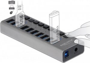 HUB USB Delock Externer SuperSpeed USB Hub mit 10 Ports + Schalter 2