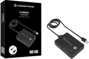HUB USB Conceptronic CONCEPTRONIC USB-Hub 4-Port 3.0  ->1x3.0 3x2.0 o.Netzteil sw 3