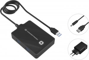 HUB USB Conceptronic CONCEPTRONIC USB-Hub 4-Port 3.0  ->4x3.0       m.Netzteil sw 1