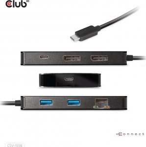 HUB USB Club 3D Club3D USB-7-in1-HUB USB-C > 2xDP/2xUSB/2xUSB-C/RJ45 100W retail 6