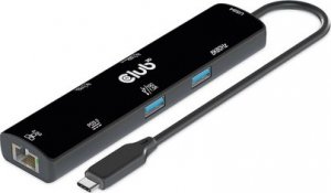 HUB USB Club 3D Club3D hub USB-C (USB4), 6-in-1 Hub s HDMI 8K60Hz/4K120Hz, 2xUSB-A, RJ45 a 2xUSB-C, 1xData, 1xPD - nabíjení 100W 2