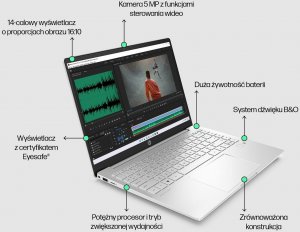 Laptop HP Pavilion Plus 14-eh0006ne i7-1255U / 16 GB / 512 GB / W11 / RTX 2050 / 90 Hz (72F24EAR#ABV) 7