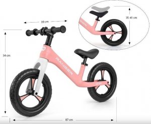 Rowerek biegowy Milly Mally Rowerek Biegowy Ranger Pink różowy 2