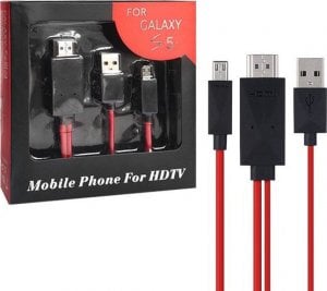 Kabel USB Vega microUSB - HDMI 2 m Czarno-czerwony (24695) 1