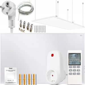 Grzejnik Cronos Zestaw Panel grzewczy IR CRONOS Carbon P800 White + Termostat z pilotem + Zestaw sufitowy 1