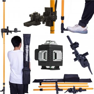 Heckermann Zestaw Poziomica laserowa Heckermann 16 linii 4DJ LCD + tyczka pomarańczowa 3,4m + okulary + tarcza + bateria 15