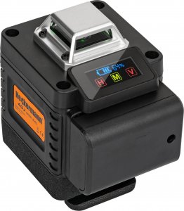 Heckermann Zestaw Poziomica laserowa Heckermann 16 linii 4DJ LCD + tyczka pomarańczowa 3,4m + okulary + tarcza + bateria 7