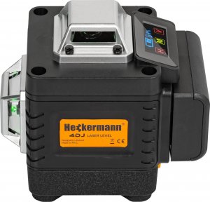 Heckermann Zestaw Poziomica laserowa Heckermann 16 linii 4DJ LCD + tyczka pomarańczowa 3,4m + okulary + tarcza + bateria 8