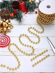 Dekoracja świąteczna Verk Łańcuch na choinkę koraliki girlanda szpula stroik Łańcuch na choinkę koraliki girlanda szpula stroik 4