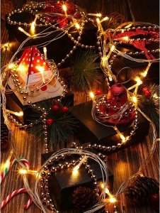 Dekoracja świąteczna Verk Łańcuch na choinkę koraliki girlanda szpula stroik Łańcuch na choinkę koraliki girlanda szpula stroik 9