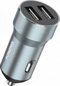 Ładowarka Foneng Metalowa ładowarka samochodowa dual USB Foneng C08 2.4A (srebrna) 1
