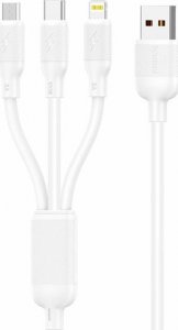 Kabel USB Foneng USB-A - USB-C + micro-B + Lightning 1.2 m Biały (X80 3 in 1) 1